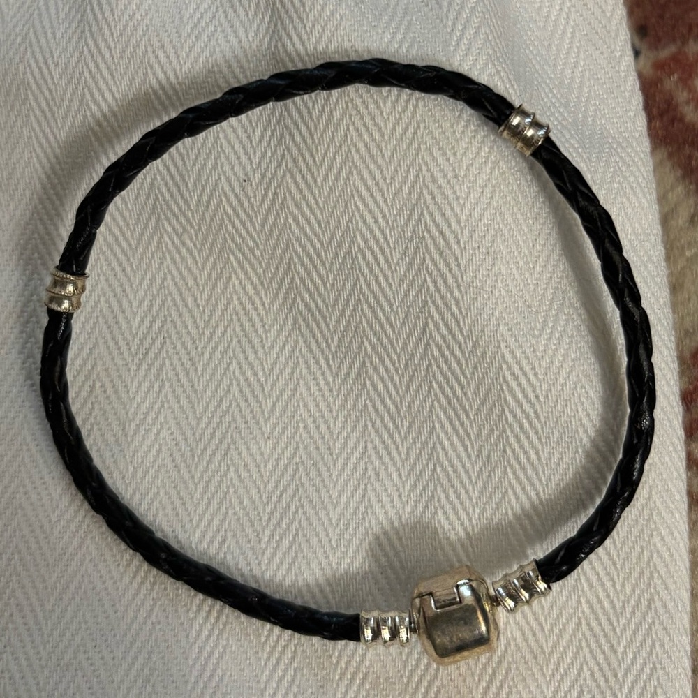 Black Faux Leather Braided Bracelet for Charms